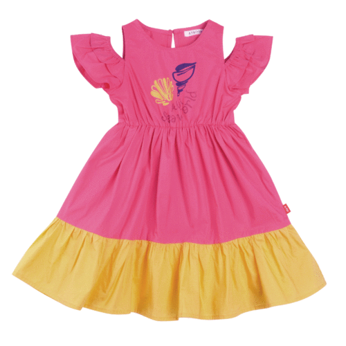아쿠아 오픈 숄더 드레스 핑크